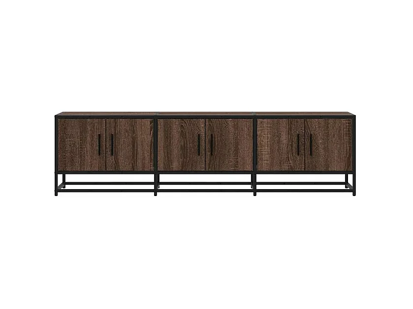 Meuble TV chêne marron 150x35x41 bois d'ingénierie et métal