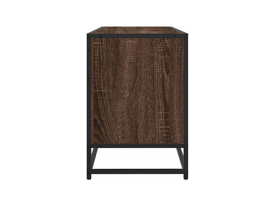 Meuble TV chêne marron 150x35x41 bois d'ingénierie et métal