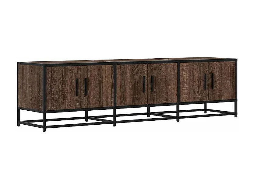 Meuble TV chêne marron 150x35x41 bois d'ingénierie et métal
