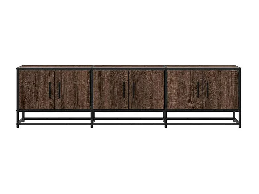 Meuble TV chêne marron 150x35x41 bois d'ingénierie et métal