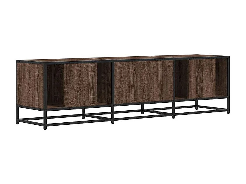 Meuble TV chêne marron 150x35x41 bois d'ingénierie et métal