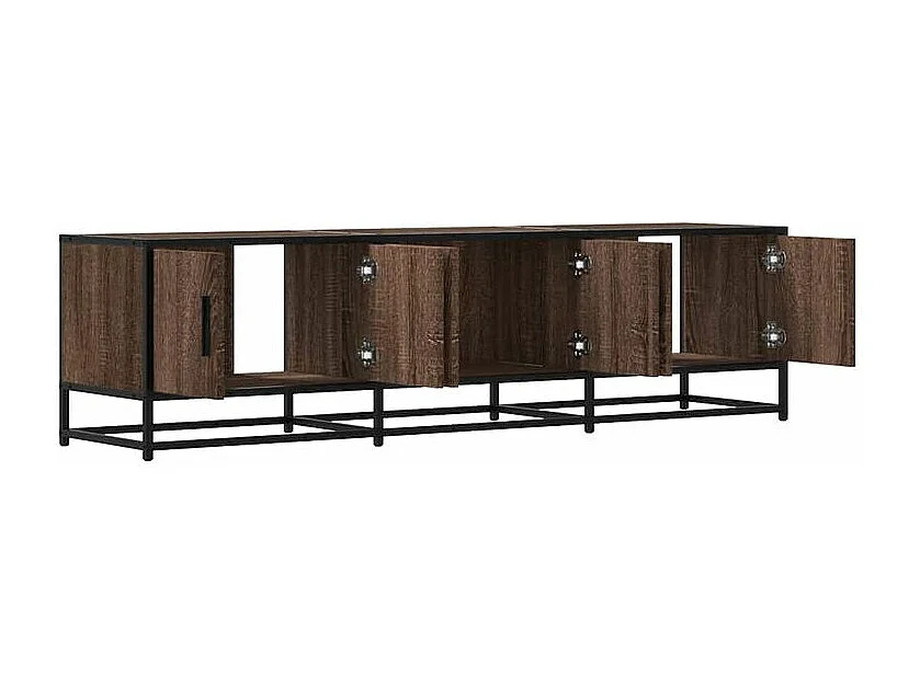 Meuble TV chêne marron 150x35x41 bois d'ingénierie et métal