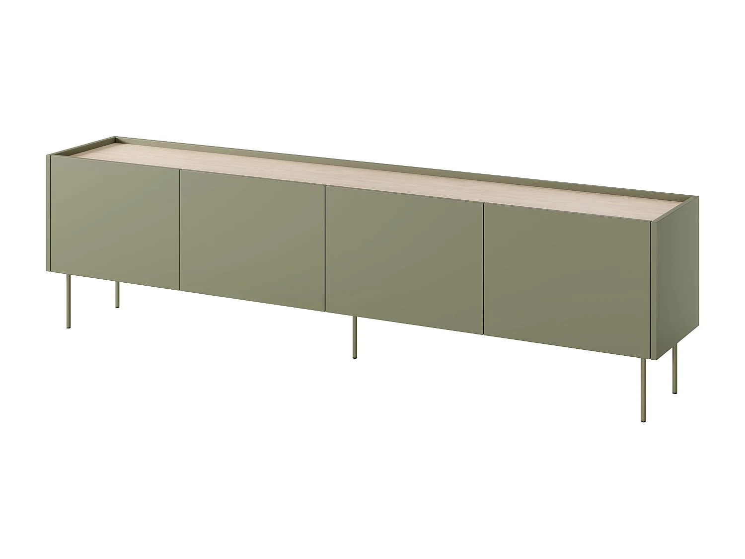 TV-meubel 4 deuren 1 lade met metalen voet 220x60 cm