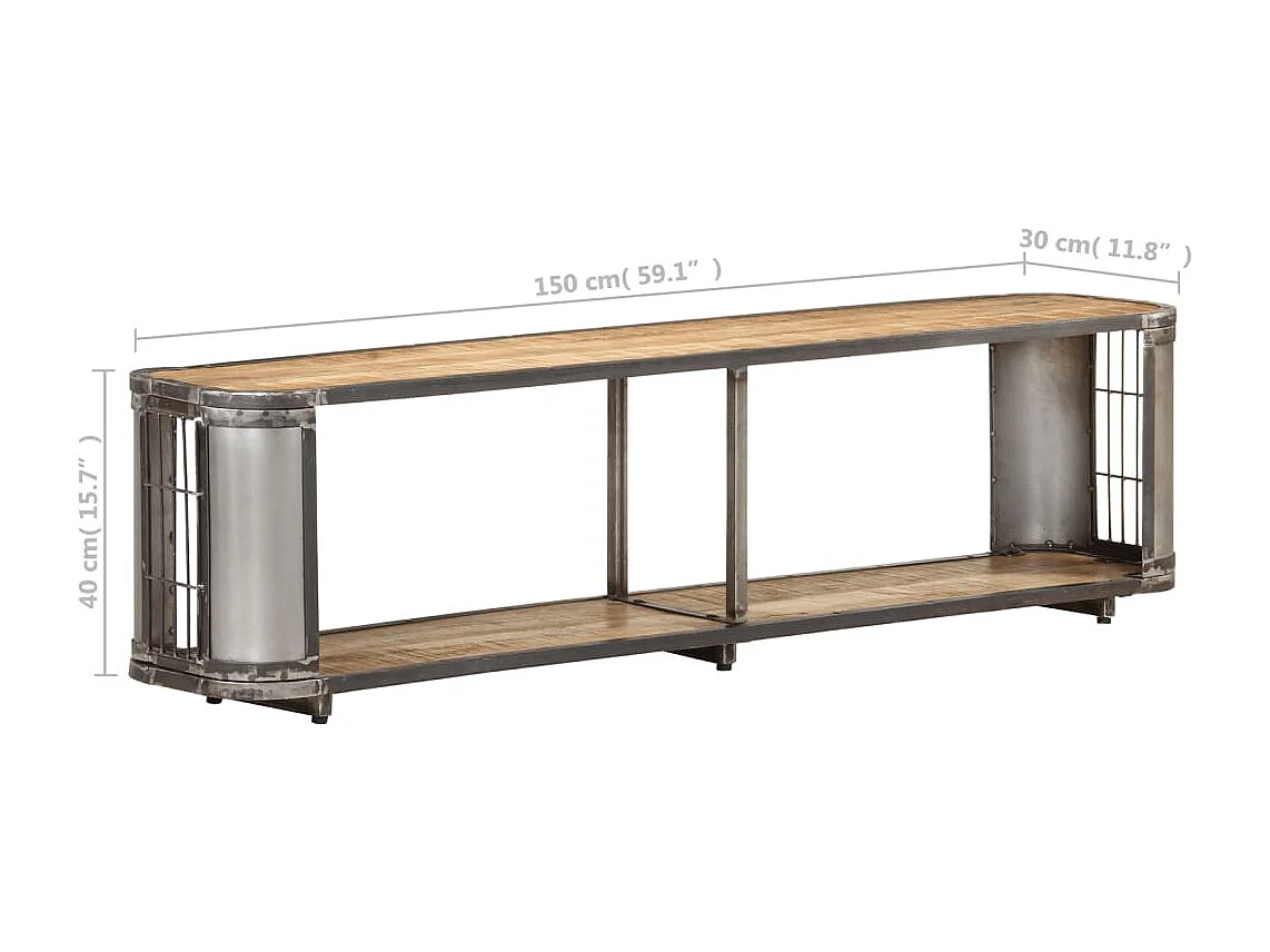 Meuble TV 150x30x40 Bois massif de manguier Kizzo 150