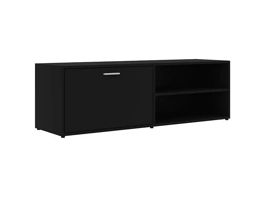 Meuble TV 1 porte 2 niches bois noir Issero 120cm