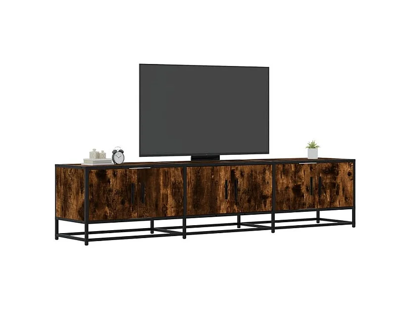 Meuble TV chêne fumé 180x35x41 bois d'ingénierie