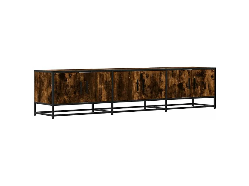 Meuble TV chêne fumé 180x35x41 bois d'ingénierie