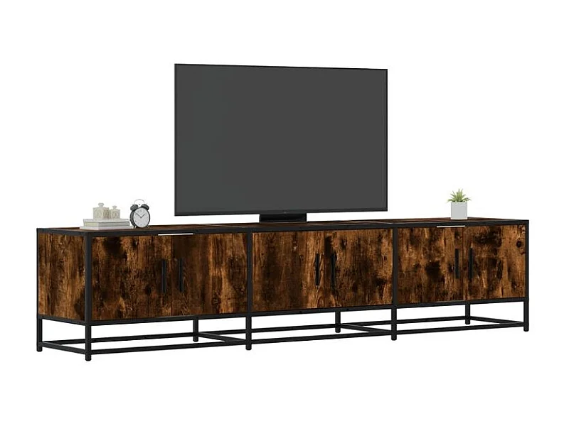 Meuble TV chêne fumé 180x35x41 bois d'ingénierie