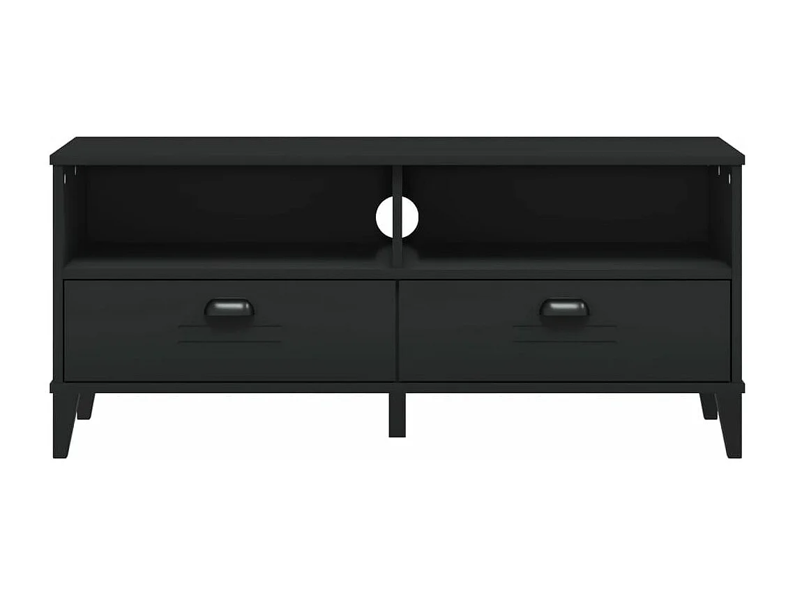 Meuble TV VIKEN noir bois de pin solide