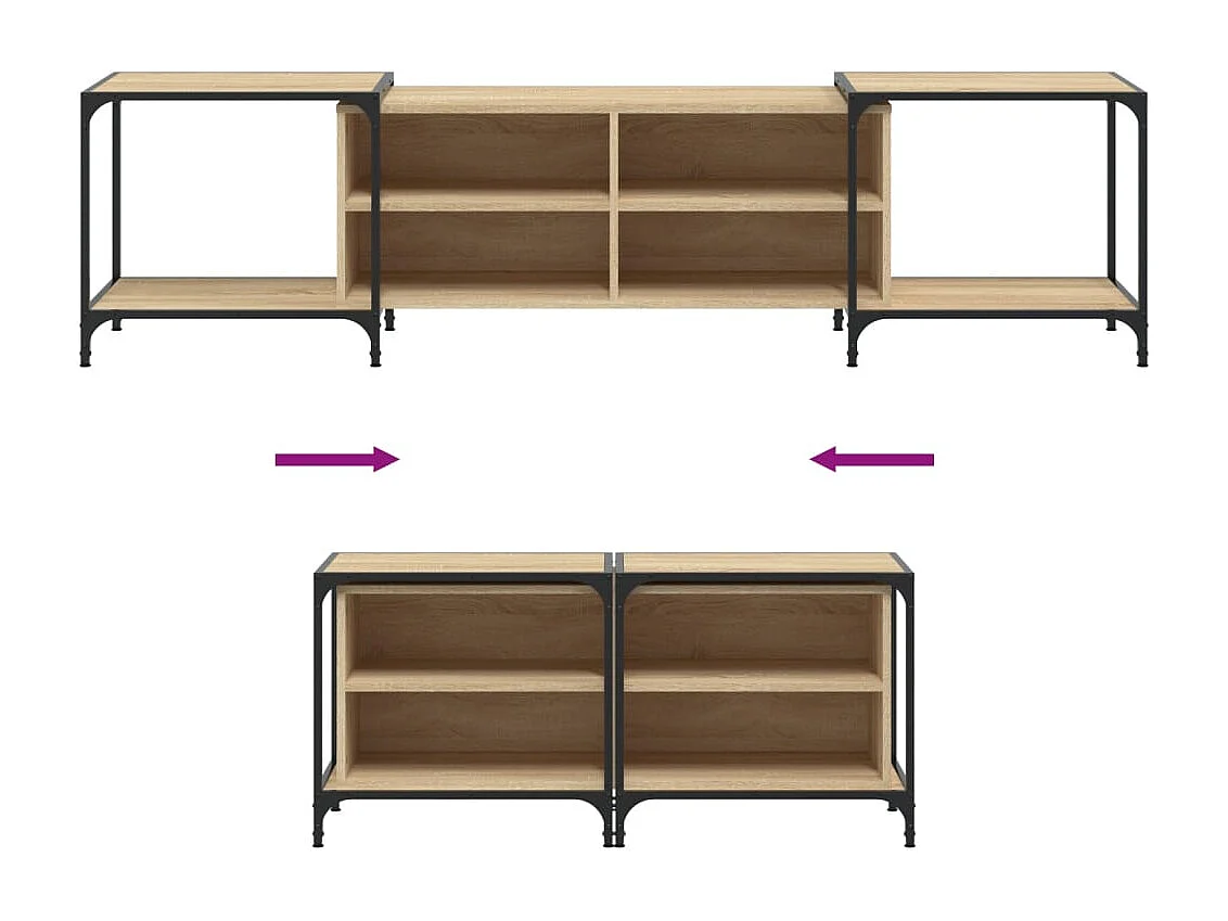 Meuble TV chêne sonoma 203x37x50 bois d'ingénierie