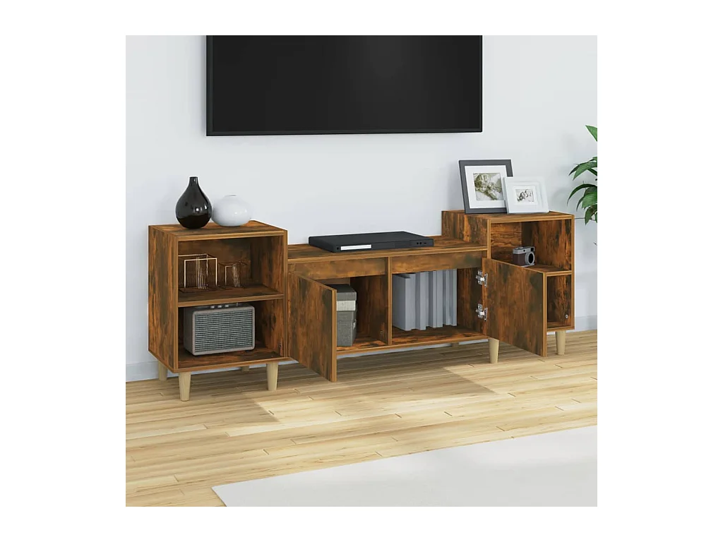 Meuble TV Chêne fumé 160x35x55 Bois d'ingénierie