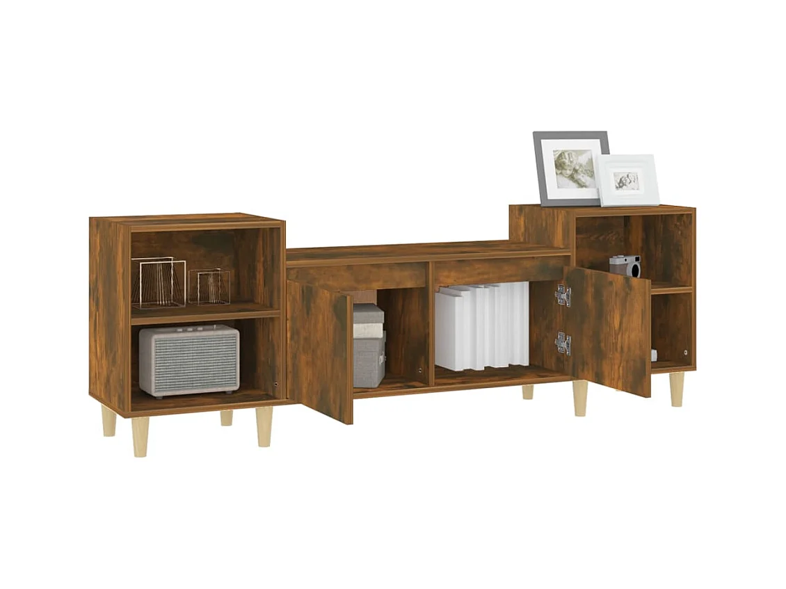 Meuble TV Chêne fumé 160x35x55 Bois d'ingénierie