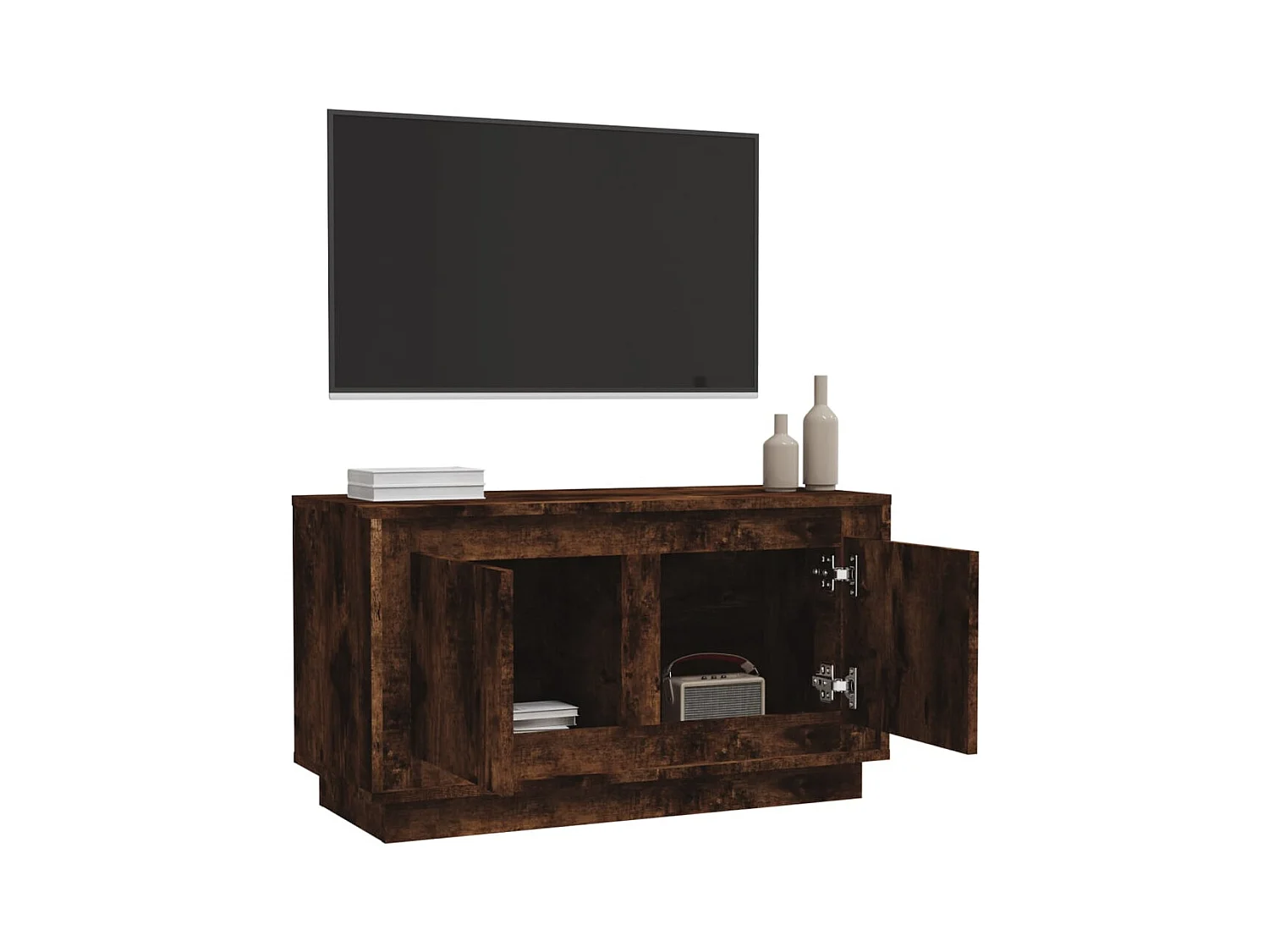 Meuble TV chêne fumé 80x35x45 bois d'ingénierie