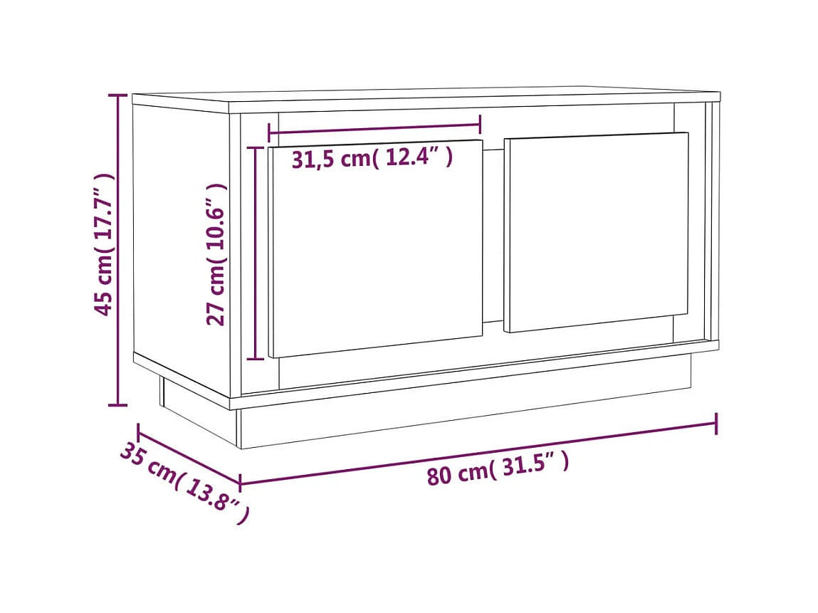Meuble TV chêne fumé 80x35x45 bois d'ingénierie