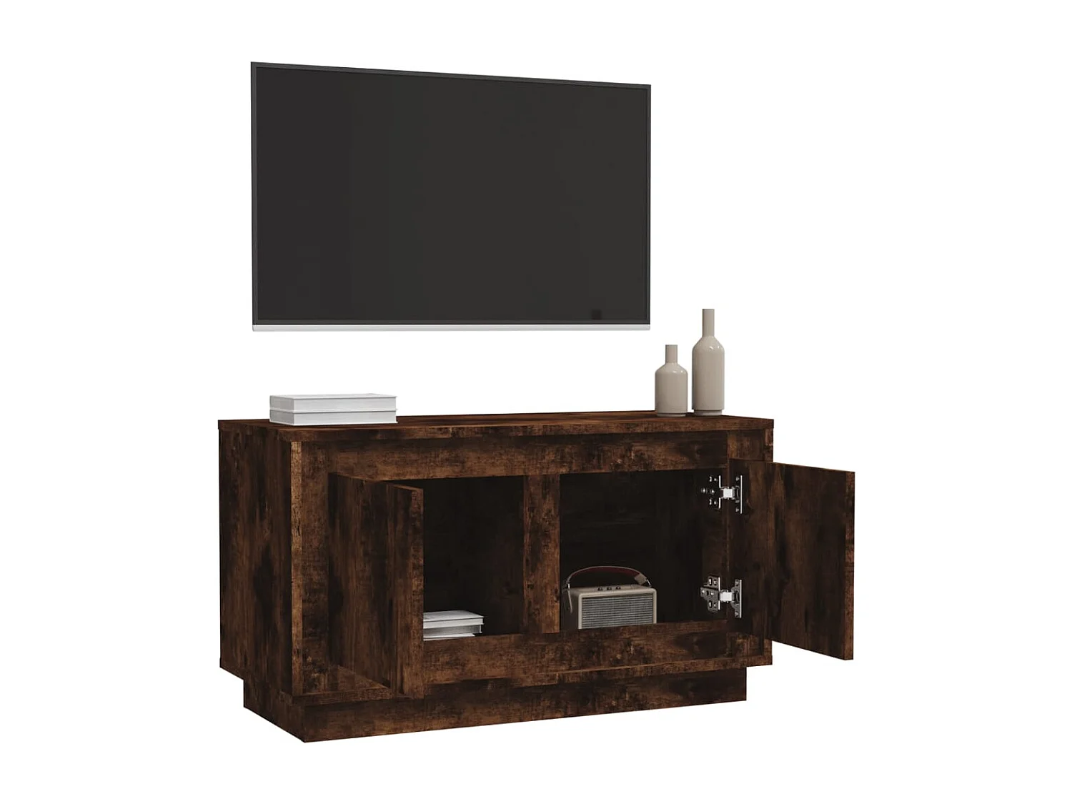Meuble TV chêne fumé 80x35x45 bois d'ingénierie