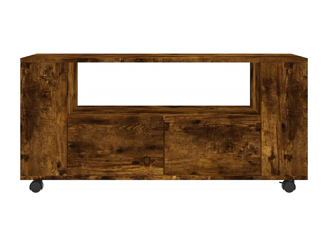Meuble TV chêne fumé 102x34,5x43 bois d'ingénierie