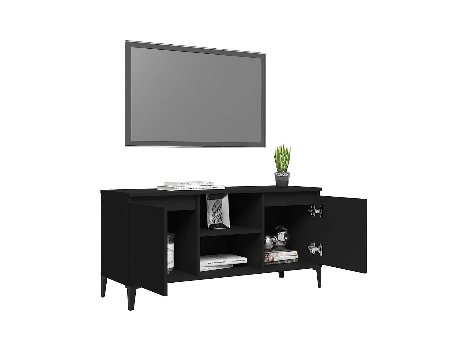 Meuble TV avec pieds en métal Noir 103,5x35x50