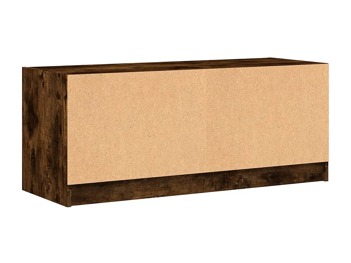 Meuble TV avec portes en verre chêne fumé 102x37x42