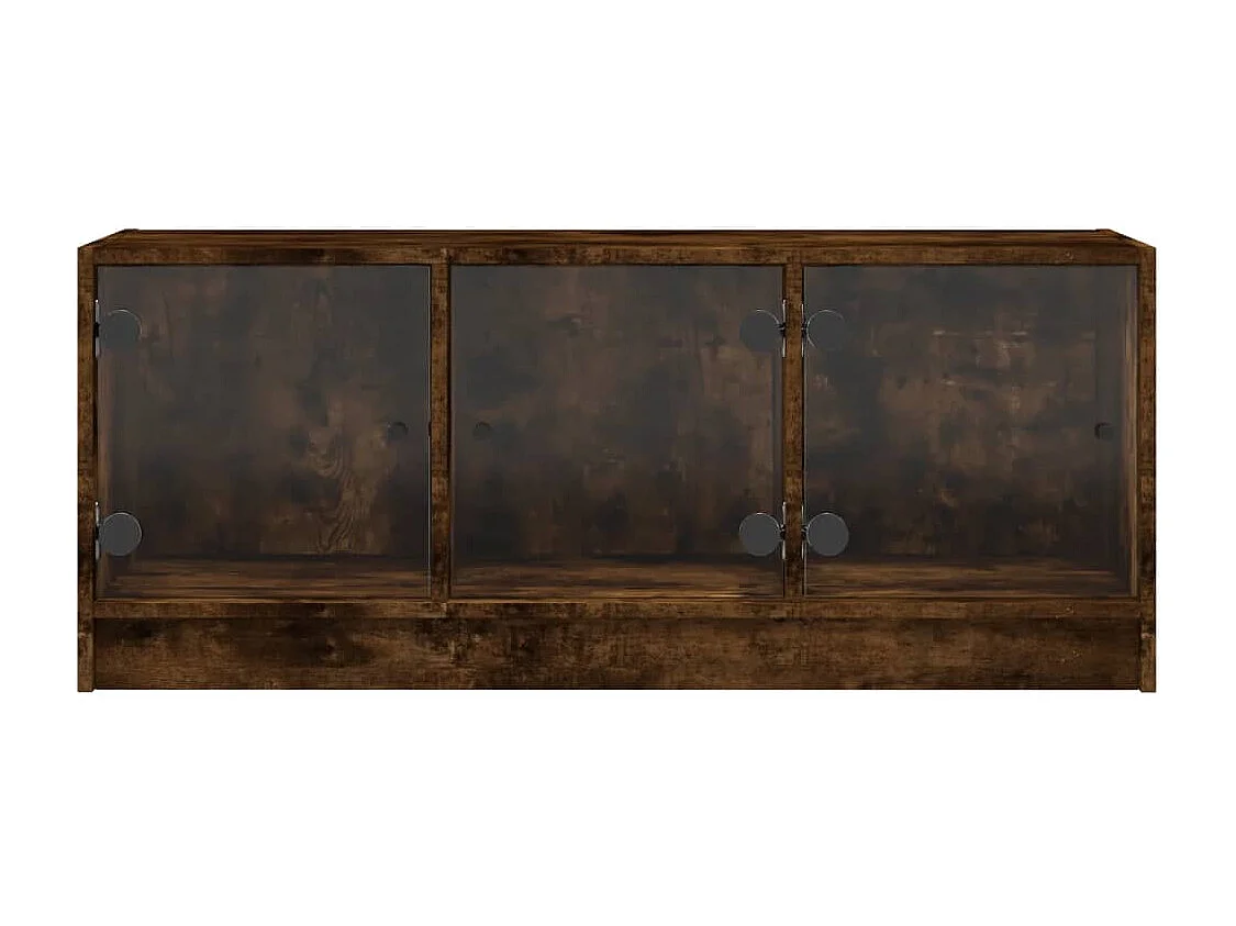 Meuble TV avec portes en verre chêne fumé 102x37x42