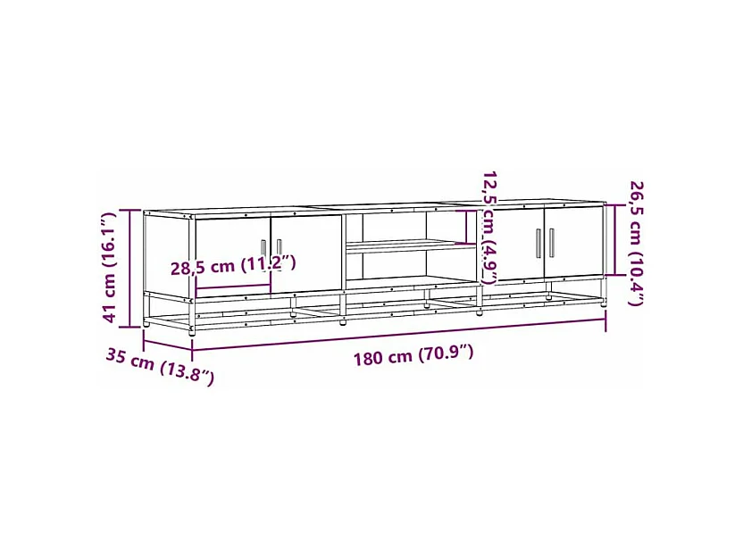 Meuble TV chêne marron 180x35x41 bois d'ingénierie