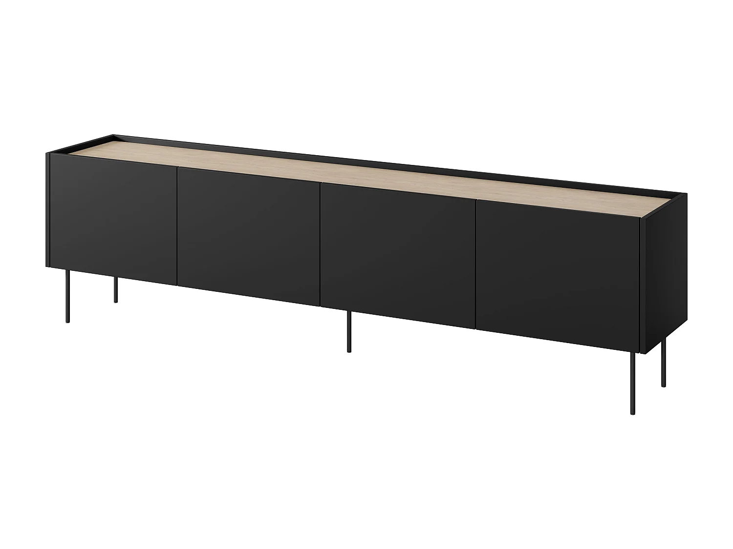 TV-meubel 4 deuren 1 lade met metalen voet 220x60 cm