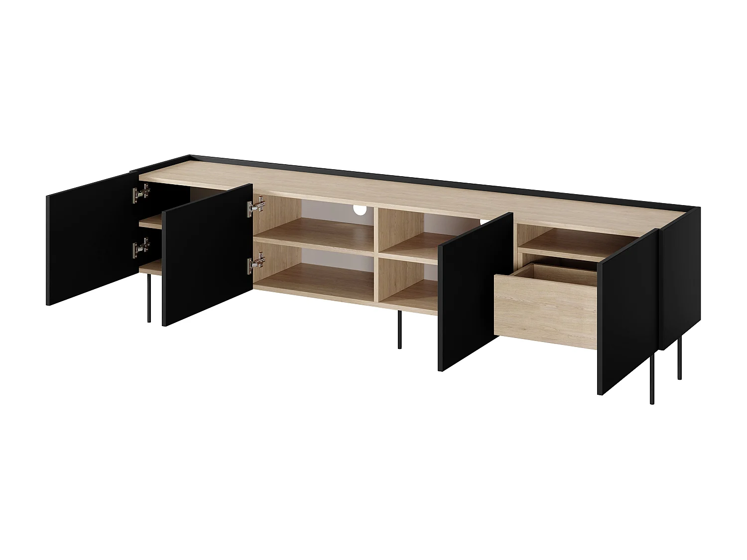 TV-meubel 4 deuren 1 lade met metalen voet 220x60 cm