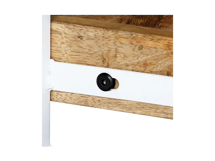 Meuble TV manguier massif clair et métal blanc Sytra L 90