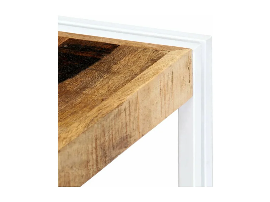 Meuble TV manguier massif clair et métal blanc Sytra L 90