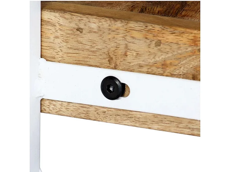 Meuble TV manguier massif clair et métal blanc Sytra L 90