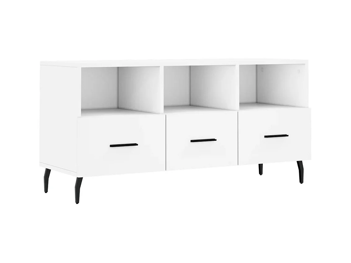 Meuble TV blanc 102x36x50 bois d'ingénierie