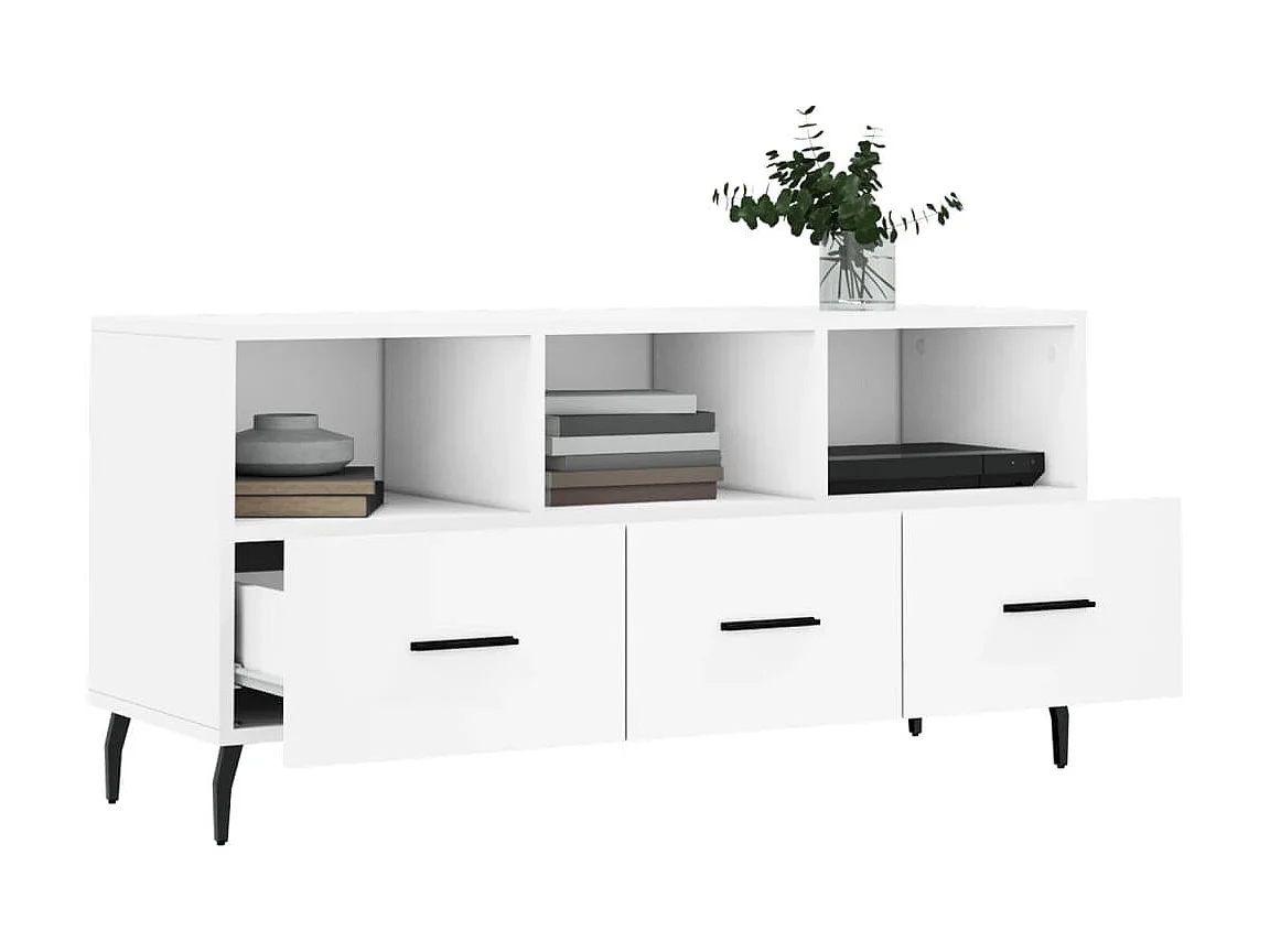 Meuble TV blanc 102x36x50 bois d'ingénierie