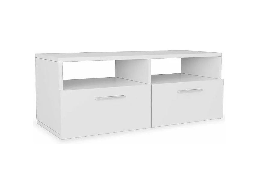 Meuble TV 2 portes 2 niches bois blanc Chickie L95xH36xP35