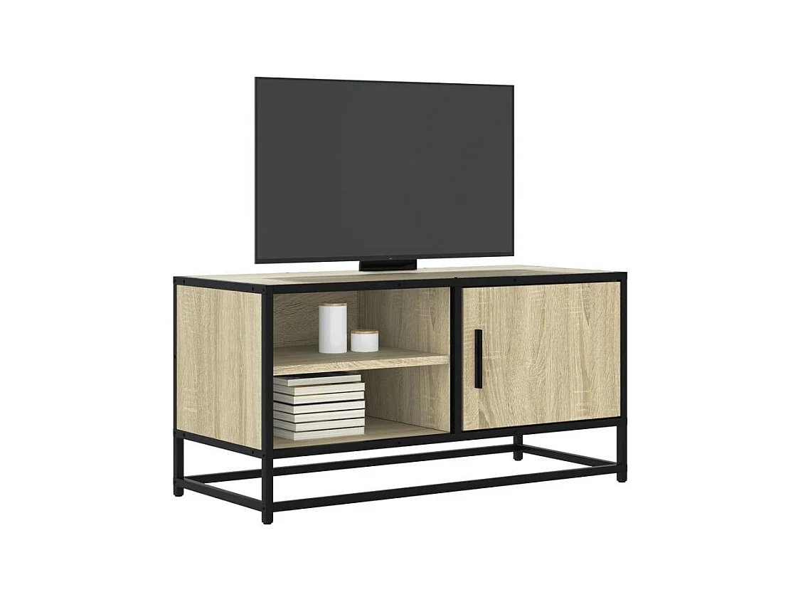 Meuble TV chêne sonoma 80x34,5x40 bois d'ingénierie et métal