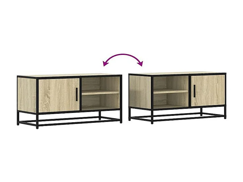 Meuble TV chêne sonoma 80x34,5x40 bois d'ingénierie et métal