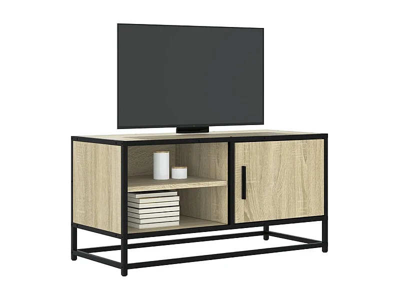 Meuble TV chêne sonoma 80x34,5x40 bois d'ingénierie et métal