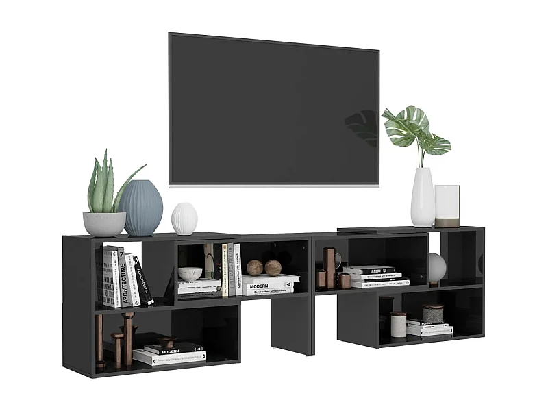 Meuble TV Gris brillant 149x30x52