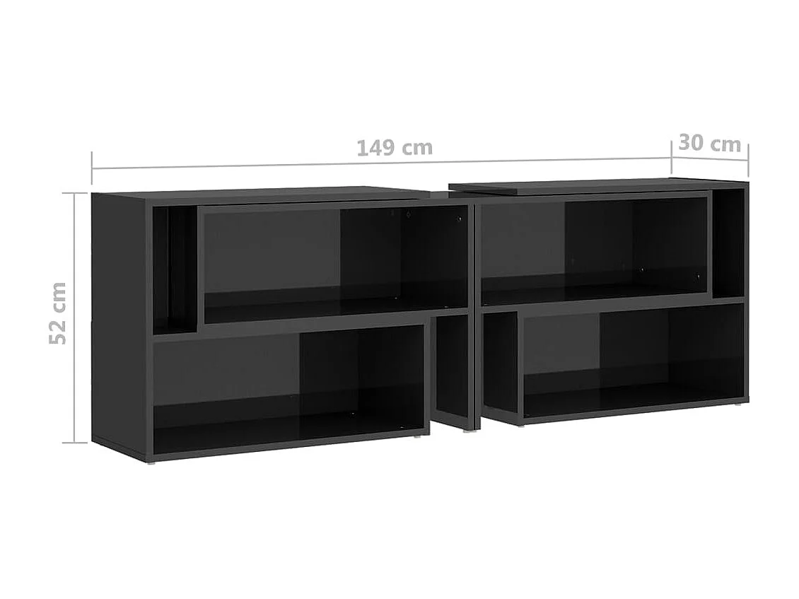 Meuble TV Gris brillant 149x30x52