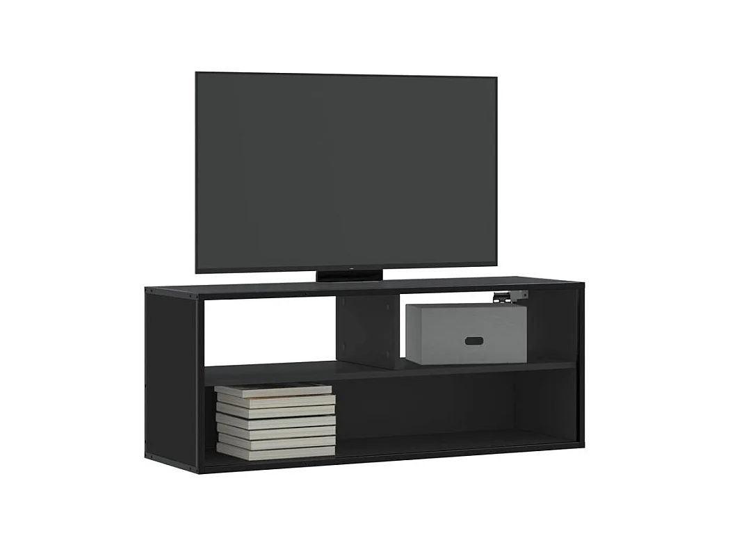 Meuble TV noir 100x31x39,5 bois d'ingénierie et métal