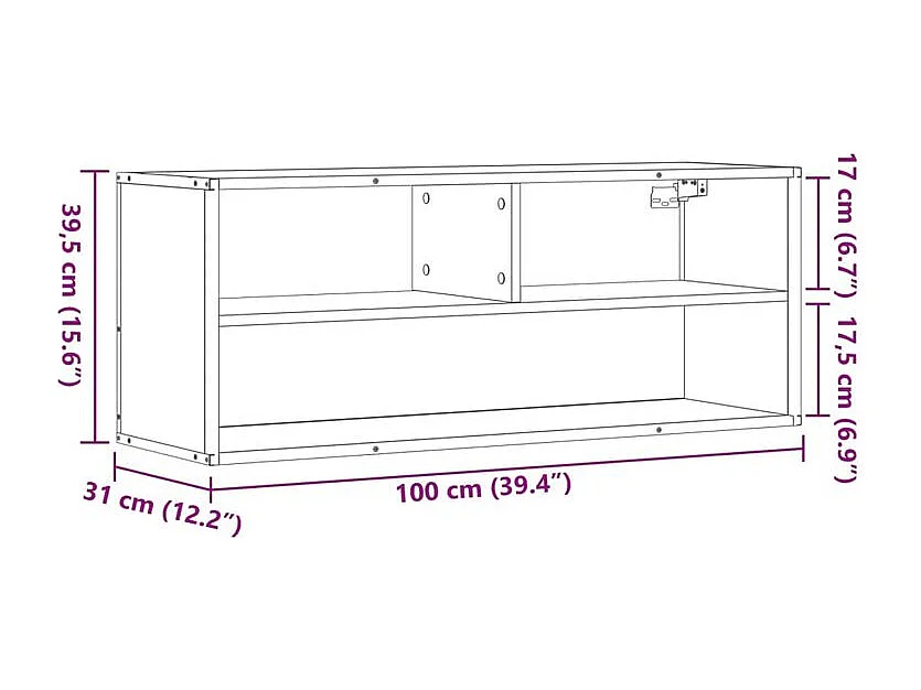 Meuble TV noir 100x31x39,5 bois d'ingénierie et métal