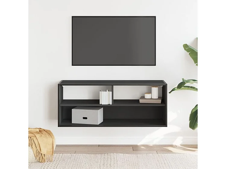 Meuble TV noir 100x31x39,5 bois d'ingénierie et métal