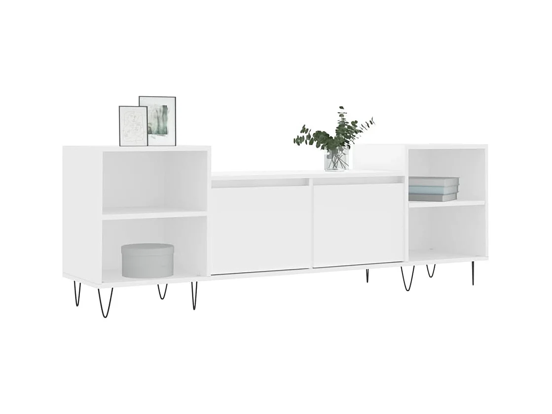 Meuble TV Blanc 160x35x55 Bois d'ingénierie