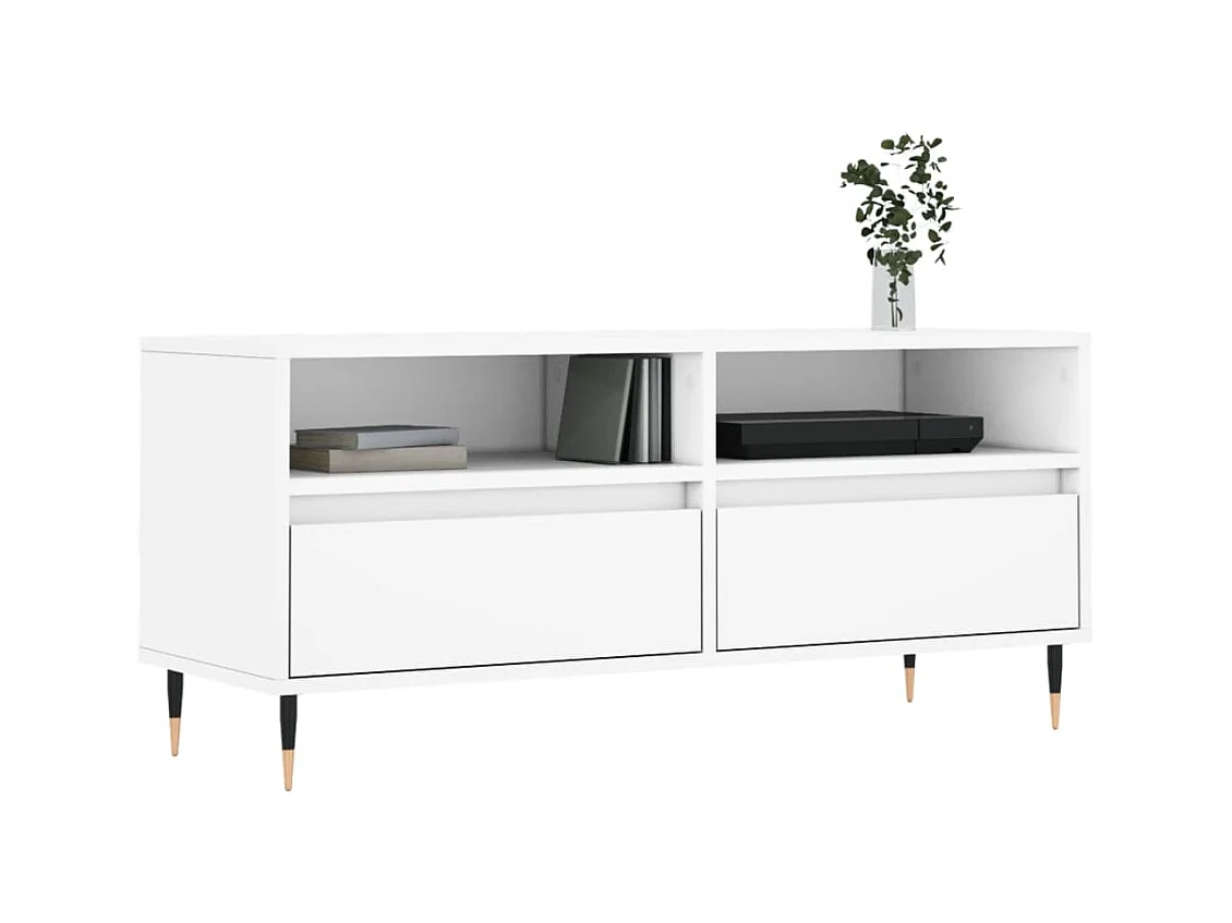 Meuble TV blanc 100x34,5x44,5 bois d'ingénierie