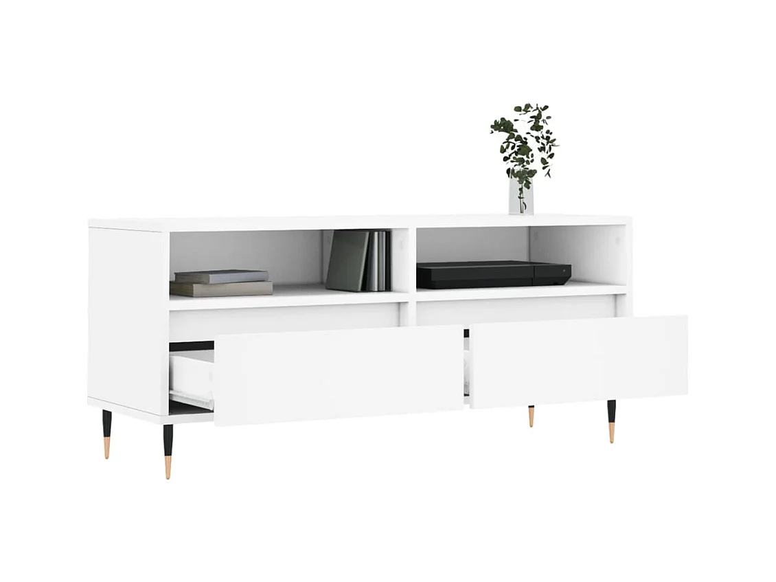 Meuble TV blanc 100x34,5x44,5 bois d'ingénierie
