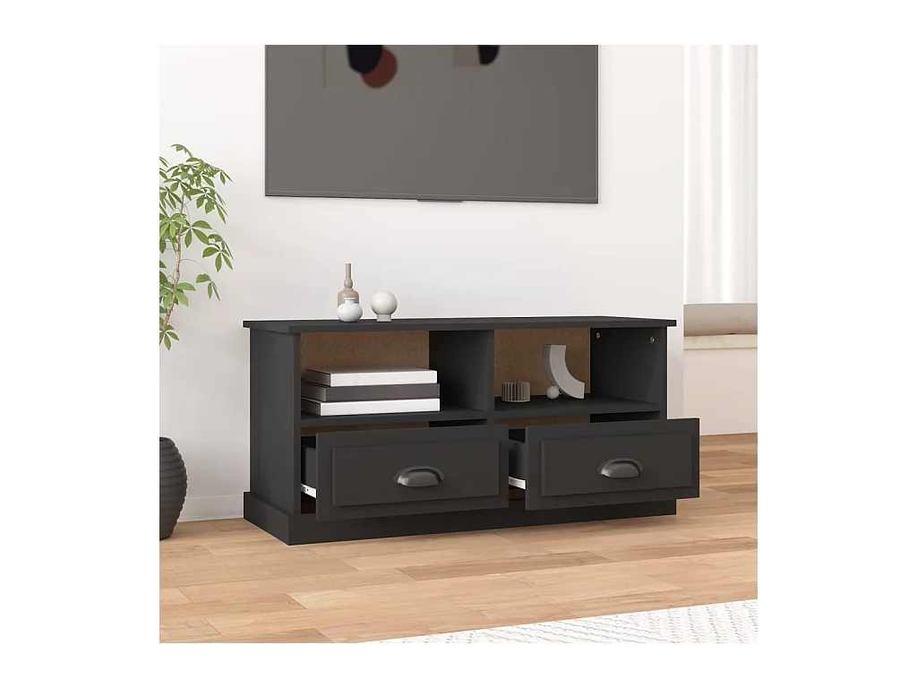 Meuble TV noir 93x35,5x45 bois d'ingénierie