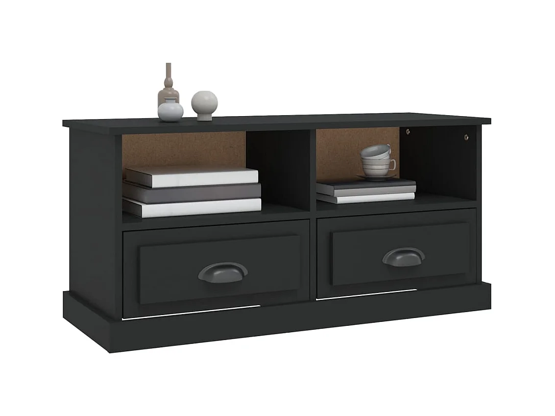 Meuble TV noir 93x35,5x45 bois d'ingénierie