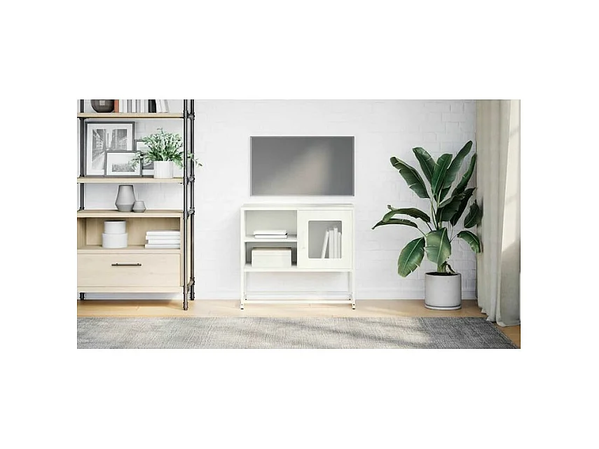 Meuble TV blanc 68x39x60,5 acier