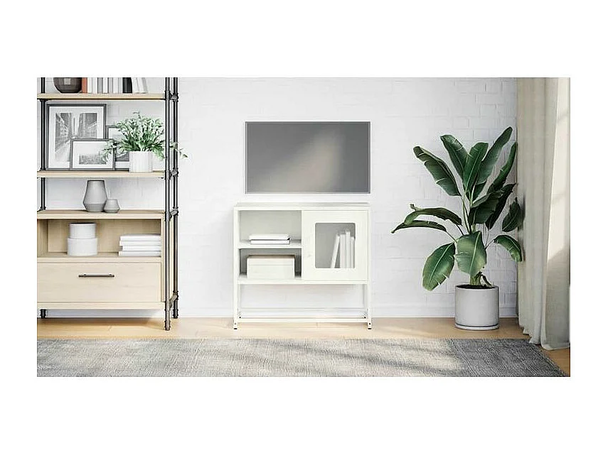 Meuble TV blanc 68x39x60,5 acier