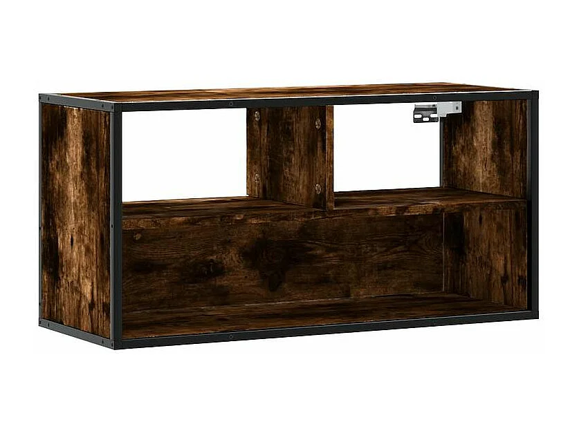 Meuble TV chêne fumé 80x31x39,5 bois d'ingénierie et métal