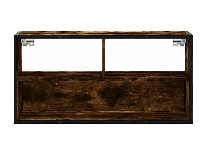 Meuble TV chêne fumé 80x31x39,5 bois d'ingénierie et métal