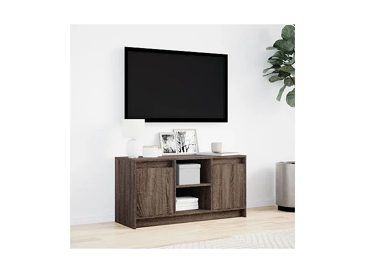 Meuble TV avec LED chêne marron 100x34x50 bois d'ingénierie